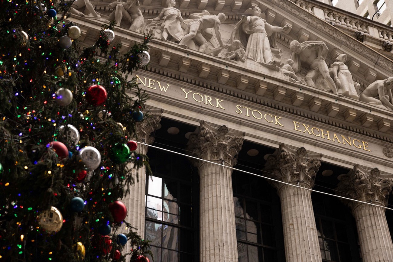 Munter julstämning på Wall Street