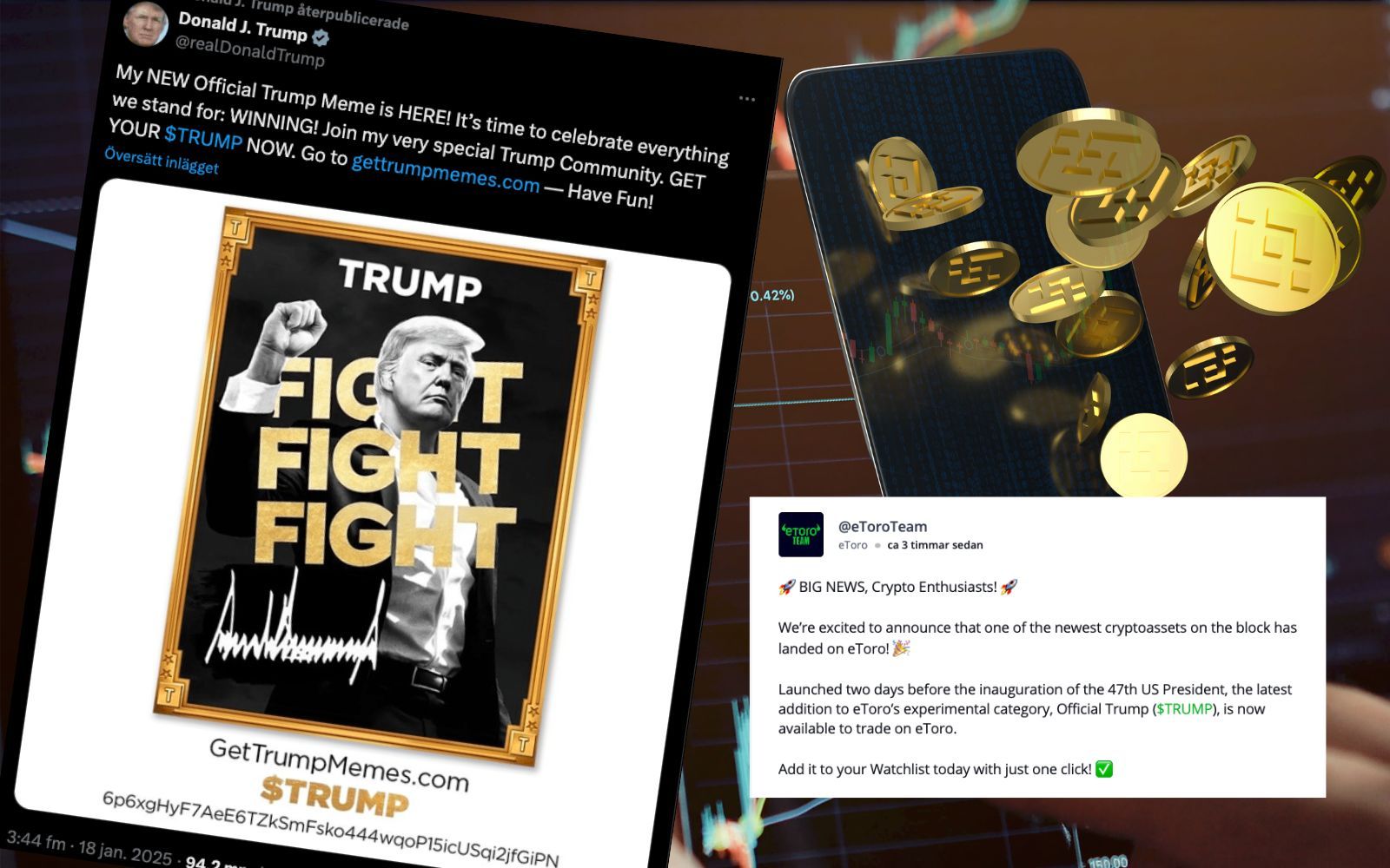 Köpa $TRUMP meme coin? Så kan du investera i presidentens egen kryptovaluta