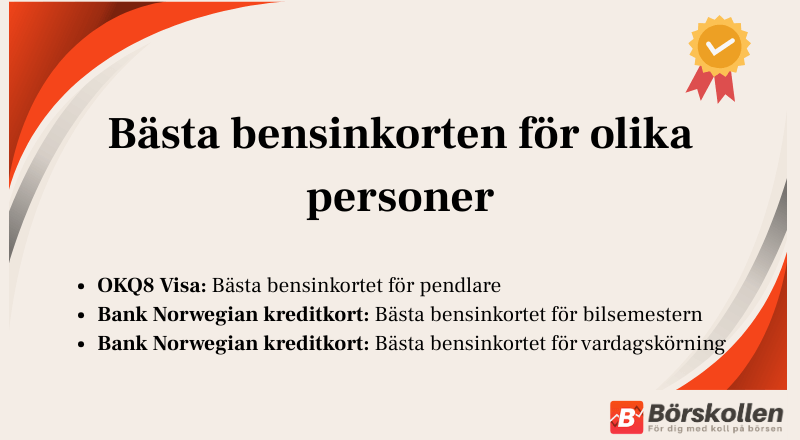 Bästa bensinkorten och tankkorten för olika personer