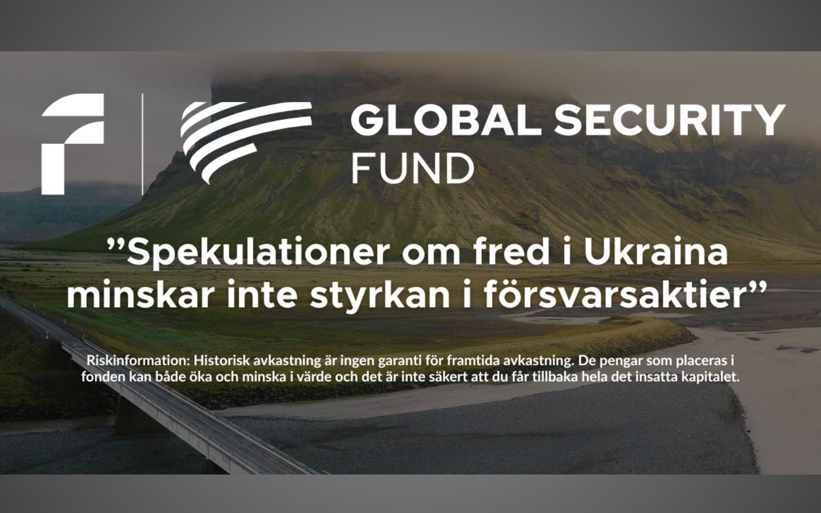 Joakim Agerback:  "Fredsspekulationer minskar inte styrkan i försvarsaktier"