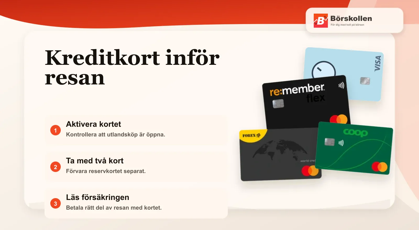 Checklista för kreditkort inför resan
