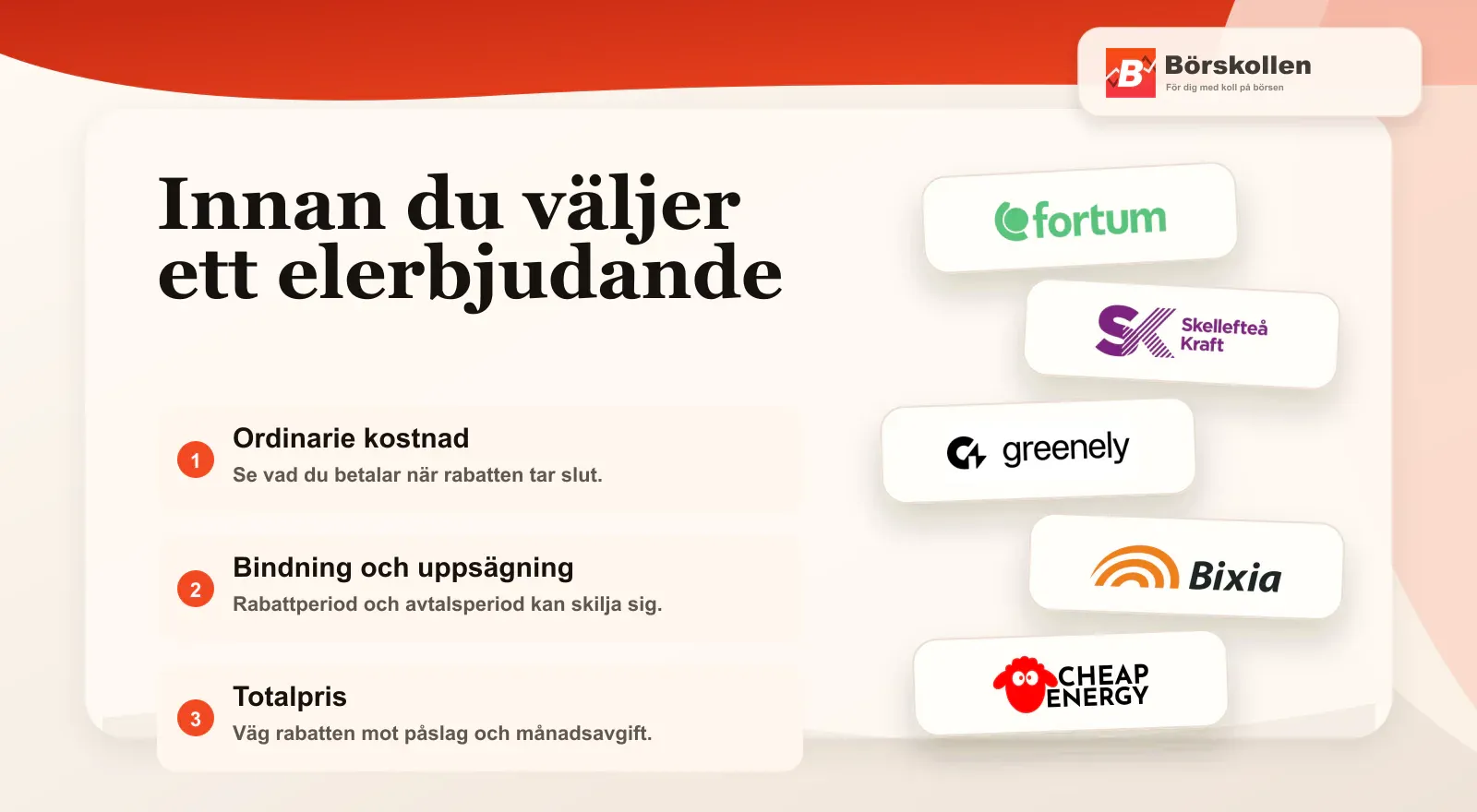 Tre kontrollpunkter innan du tecknar elavtal med erbjudande
