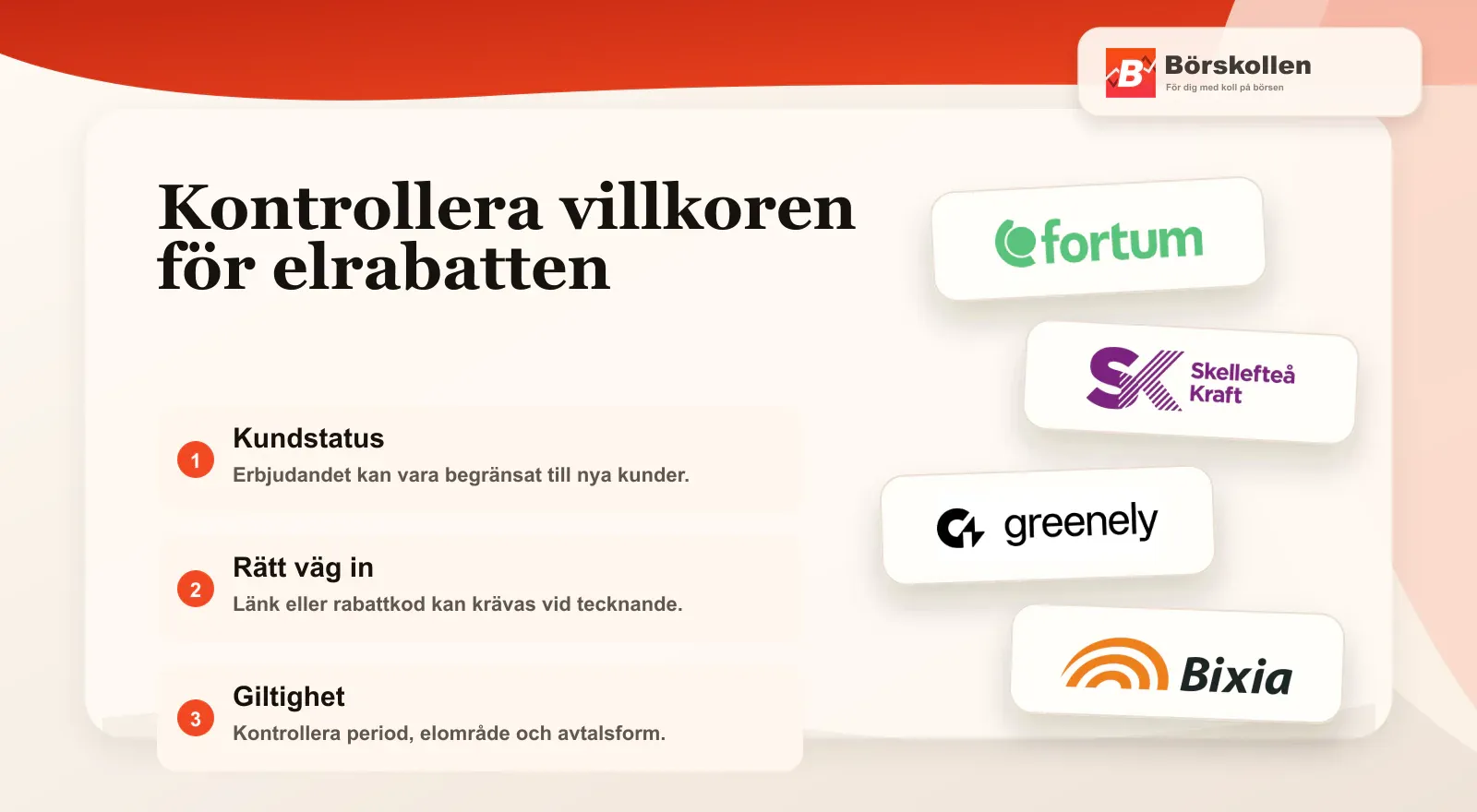 Villkor att kontrollera för att få ett erbjudande på elavtal