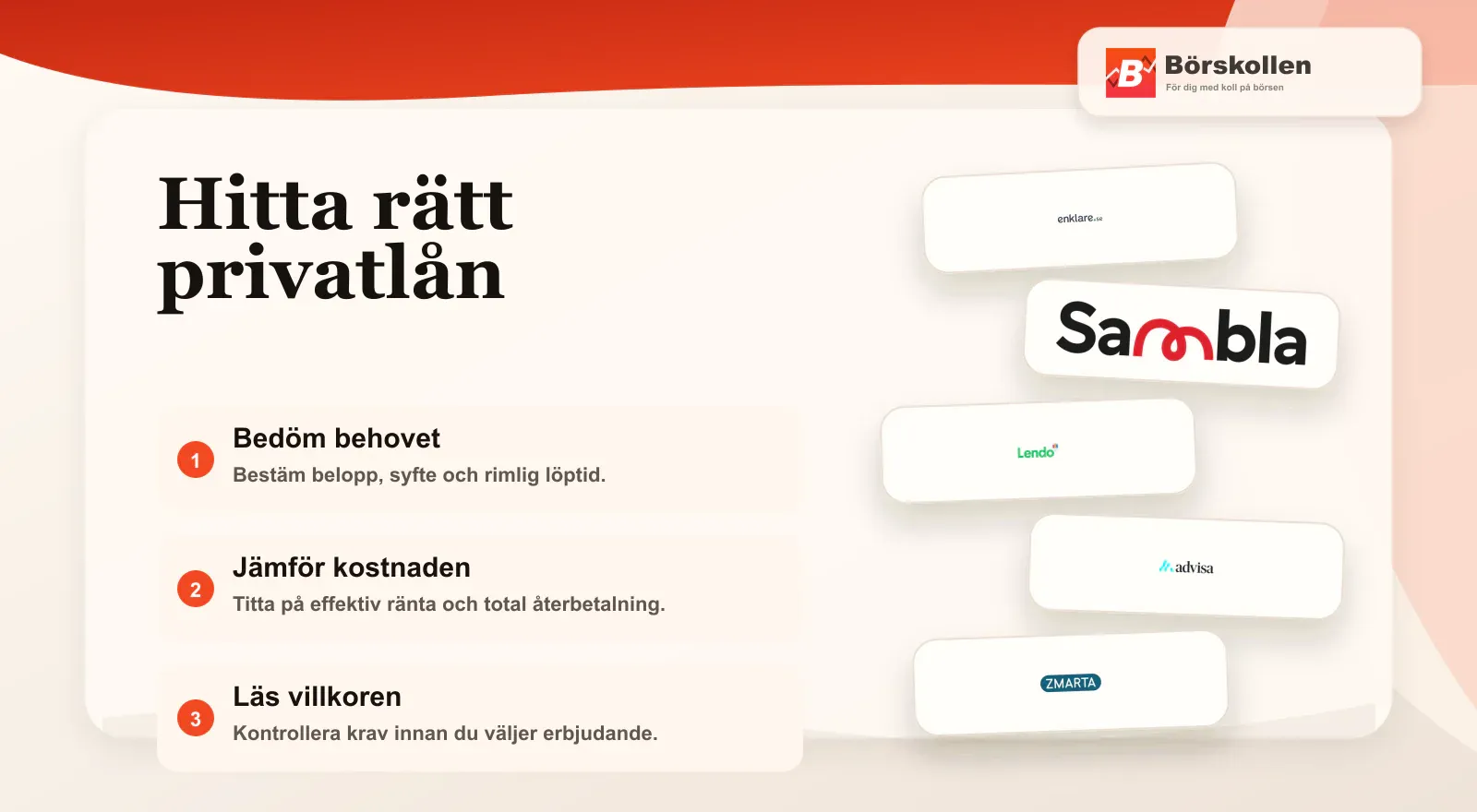 Tre steg för att hitta det bästa privatlånet för din ekonomi