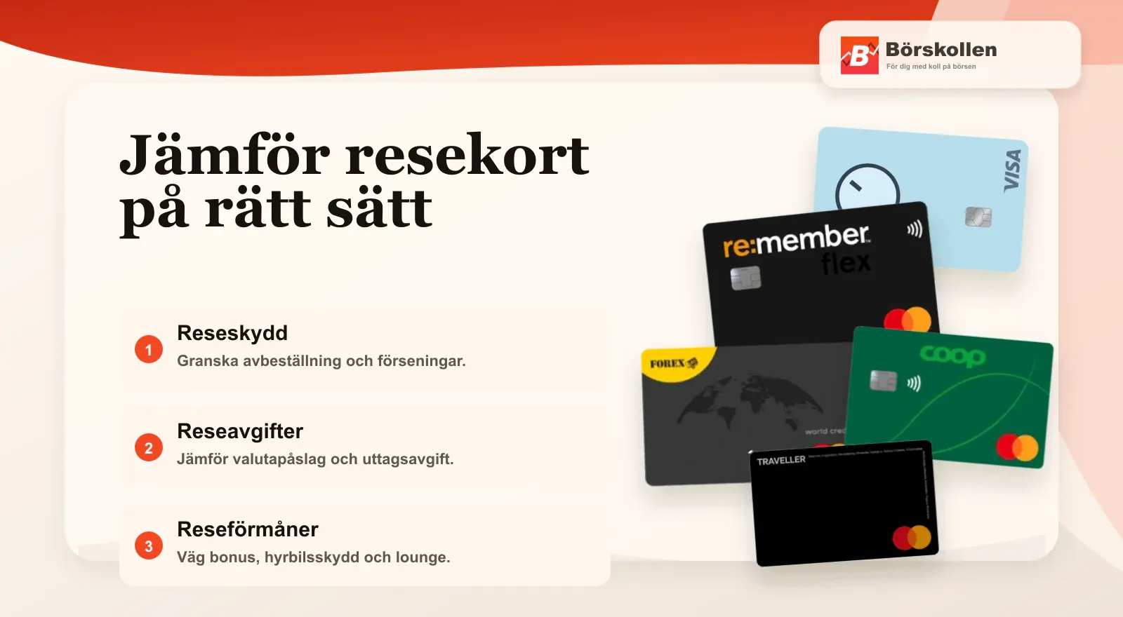 Jämför reseförsäkring och reseförmåner på kreditkort
