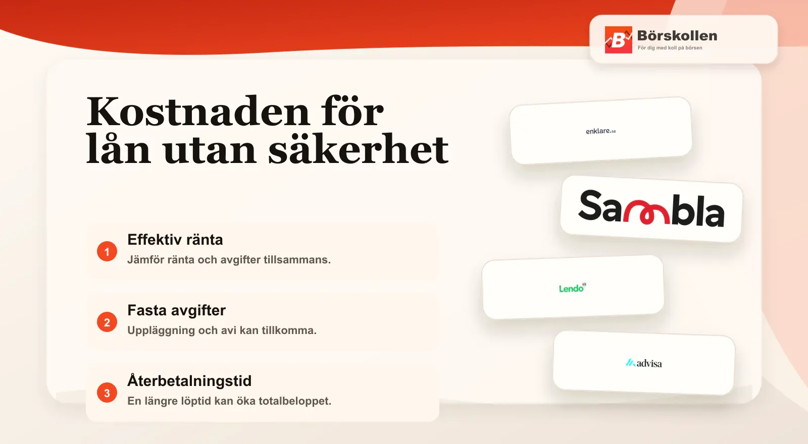 Kostnader att jämföra för lån utan säkerhet