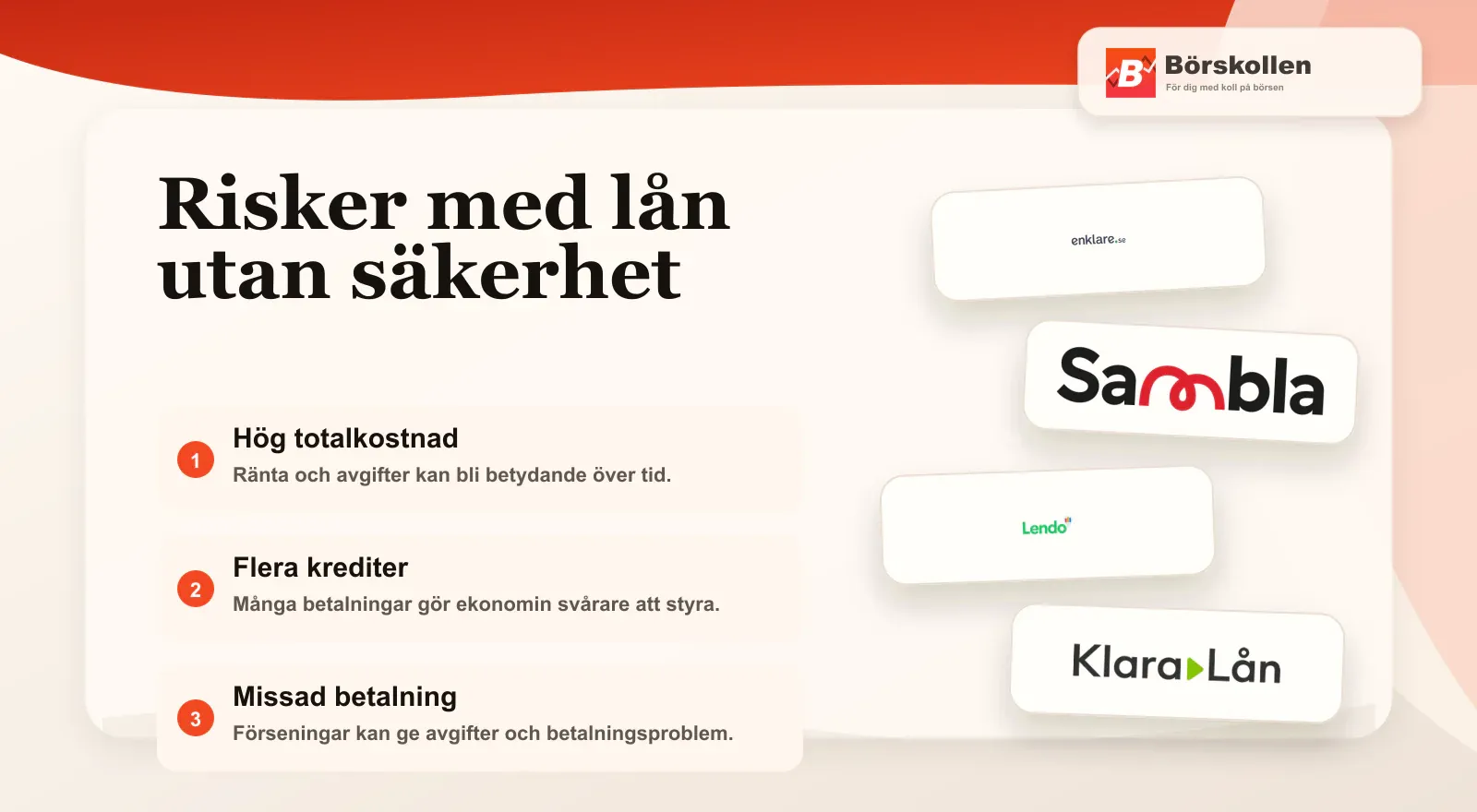 Tre risker med lån utan säkerhet