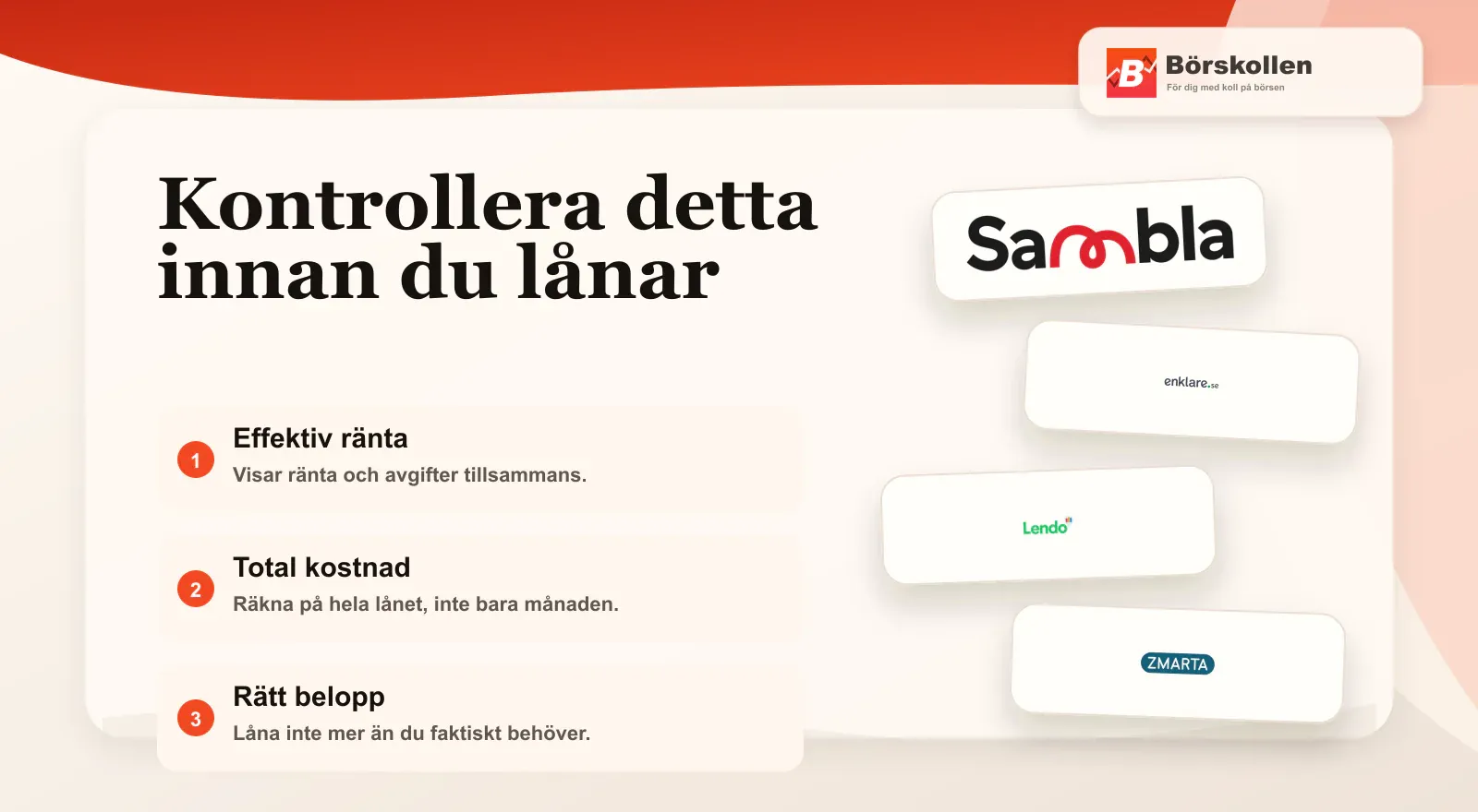 Tre kontrollpunkter innan du lånar pengar
