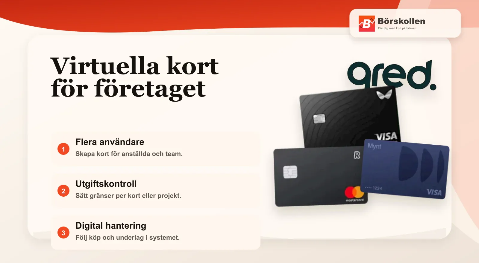 Virtuella företagskort för anställda och projekt